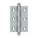Deltana [CH2517U26D] Solid Brass Cabinet Door Butt Hinge - Ball Tip - Square Corner - Brushed Chrome Finish - Pair - 2 1/2" H x 1 11/16" W