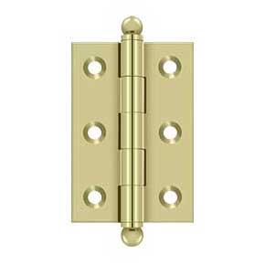 Deltana [CH2517U3-UNL] Solid Brass Cabinet Door Butt Hinge - Ball Tip - Square Corner - Polished Brass (Unlacquered) Finish - Pair - 2 1/2" H x 1 11/16" W