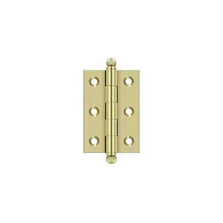 Deltana [CH2517U3-UNL] Solid Brass Cabinet Door Butt Hinge - Ball Tip - Square Corner - Polished Brass (Unlacquered) Finish - Pair - 2 1/2&quot; H x 1 11/16&quot; W
