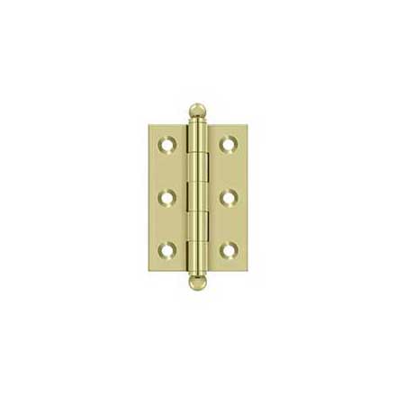 Deltana [CH2517U3-UNL] Solid Brass Cabinet Door Butt Hinge - Ball Tip - Square Corner - Polished Brass (Unlacquered) Finish - Pair - 2 1/2&quot; H x 1 11/16&quot; W