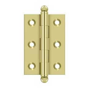 Deltana [CH2517U3] Solid Brass Cabinet Door Butt Hinge - Ball Tip - Square Corner - Polished Brass Finish - Pair - 2 1/2" H x 1 11/16" W
