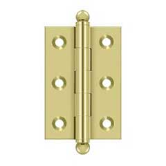 Deltana [CH2517U3] Solid Brass Cabinet Door Butt Hinge - Ball Tip - Square Corner - Polished Brass Finish - Pair - 2 1/2&quot; H x 1 11/16&quot; W