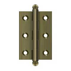Deltana [CH2517U5] Solid Brass Cabinet Door Butt Hinge - Ball Tip - Square Corner - Antique Brass Finish - Pair - 2 1/2&quot; H x 1 11/16&quot; W