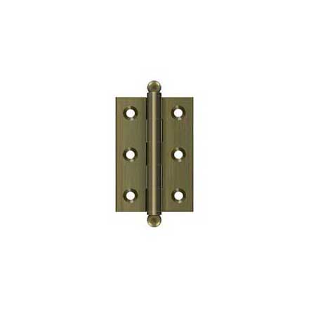 Deltana [CH2517U5] Solid Brass Cabinet Door Butt Hinge - Ball Tip - Square Corner - Antique Brass Finish - Pair - 2 1/2&quot; H x 1 11/16&quot; W