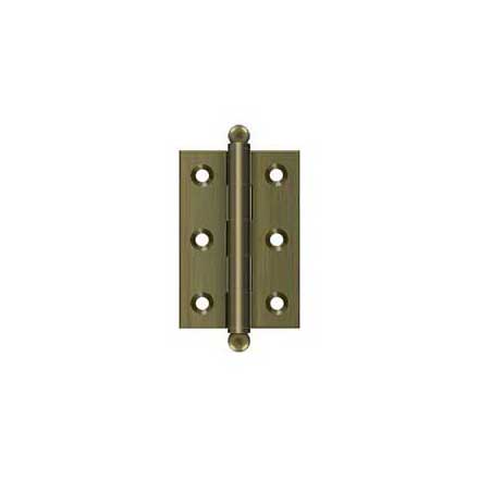 Deltana [CH2517U5] Solid Brass Cabinet Door Butt Hinge - Ball Tip - Square Corner - Antique Brass Finish - Pair - 2 1/2&quot; H x 1 11/16&quot; W