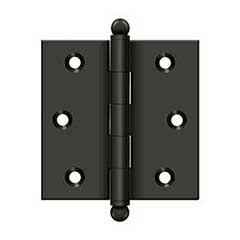 Deltana [CH2525U10B] Solid Brass Cabinet Door Butt Hinge - Ball Tip - Square Corner - Oil Rubbed Bronze Finish - Pair - 2 1/2&quot; H x 2 1/2&quot; W