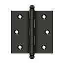 Deltana [CH2525U10B] Solid Brass Cabinet Door Butt Hinge - Ball Tip - Square Corner - Oil Rubbed Bronze Finish - Pair - 2 1/2" H x 2 1/2" W
