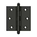 Deltana [CH2525U10B] Solid Brass Cabinet Door Butt Hinge - Ball Tip - Square Corner - Oil Rubbed Bronze Finish - Pair - 2 1/2&quot; H x 2 1/2&quot; W