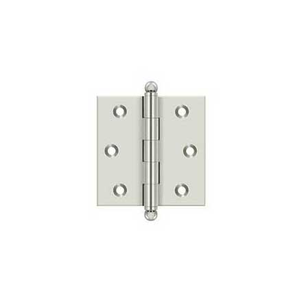 Deltana [CH2525U14] Solid Brass Cabinet Door Butt Hinge - Ball Tip - Square Corner - Polished Nickel Finish - Pair - 2 1/2" H x 2 1/2" W