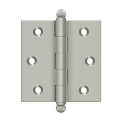 Deltana [CH2525U15] Solid Brass Cabinet Door Butt Hinge - Ball Tip - Square Corner - Brushed Nickel Finish - Pair - 2 1/2&quot; H x 2 1/2&quot; W