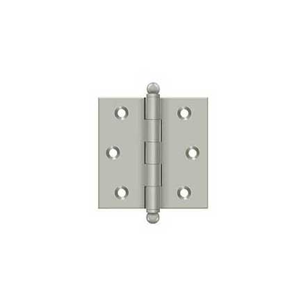 Deltana [CH2525U15] Solid Brass Cabinet Door Butt Hinge - Ball Tip - Square Corner - Brushed Nickel Finish - Pair - 2 1/2&quot; H x 2 1/2&quot; W