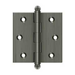 Deltana [CH2525U15A] Solid Brass Cabinet Door Butt Hinge - Ball Tip - Square Corner - Antique Nickel Finish - Pair - 2 1/2&quot; H x 2 1/2&quot; W