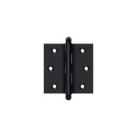 Deltana [CH2525U19] Solid Brass Cabinet Door Butt Hinge - Ball Tip - Square Corner - Paint Black Finish - Pair - 2 1/2&quot; H x 2 1/2&quot; W