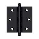 Deltana [CH2525U19] Solid Brass Cabinet Door Butt Hinge - Ball Tip - Square Corner - Paint Black Finish - Pair - 2 1/2" H x 2 1/2" W