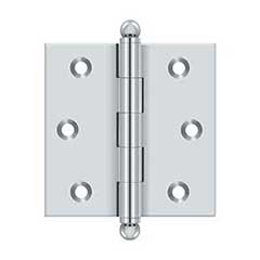 Deltana [CH2525U26] Solid Brass Cabinet Door Butt Hinge - Ball Tip - Square Corner - Polished Chrome Finish - Pair - 2 1/2&quot; H x 2 1/2&quot; W