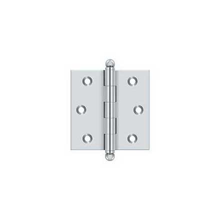 Deltana [CH2525U26] Solid Brass Cabinet Door Butt Hinge - Ball Tip - Square Corner - Polished Chrome Finish - Pair - 2 1/2&quot; H x 2 1/2&quot; W