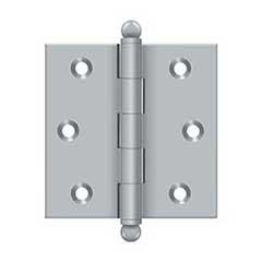 Deltana [CH2525U26D] Solid Brass Cabinet Door Butt Hinge - Ball Tip - Square Corner - Brushed Chrome Finish - Pair - 2 1/2&quot; H x 2 1/2&quot; W