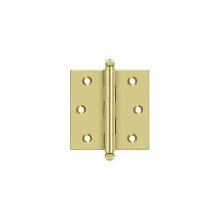 Deltana [CH2525U3] Solid Brass Cabinet Door Butt Hinge - Ball Tip - Square Corner - Polished Brass Finish - Pair - 2 1/2&quot; H x 2 1/2&quot; W