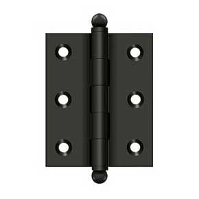 Deltana [CH2520U10B] Solid Brass Cabinet Door Butt Hinge - Ball Tip - Square Corner - Oil Rubbed Bronze Finish - Pair - 2 1/2" H x 2" W