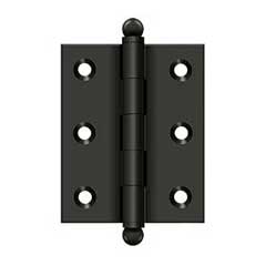 Deltana [CH2520U10B] Solid Brass Cabinet Door Butt Hinge - Ball Tip - Square Corner - Oil Rubbed Bronze Finish - Pair - 2 1/2&quot; H x 2&quot; W