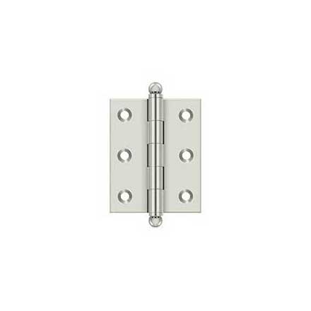 Deltana [CH2520U14] Solid Brass Cabinet Door Butt Hinge - Ball Tip - Square Corner - Polished Nickel Finish - Pair - 2 1/2&quot; H x 2&quot; W