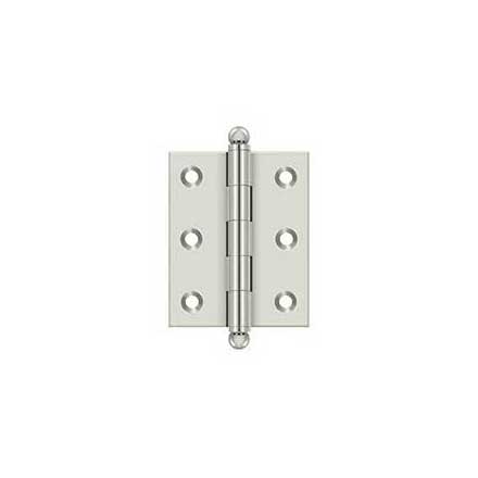 Deltana [CH2520U14] Solid Brass Cabinet Door Butt Hinge - Ball Tip - Square Corner - Polished Nickel Finish - Pair - 2 1/2&quot; H x 2&quot; W