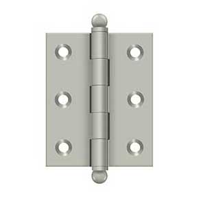 Deltana [CH2520U15] Solid Brass Cabinet Door Butt Hinge - Ball Tip - Square Corner - Brushed Nickel Finish - Pair - 2 1/2" H x 2" W