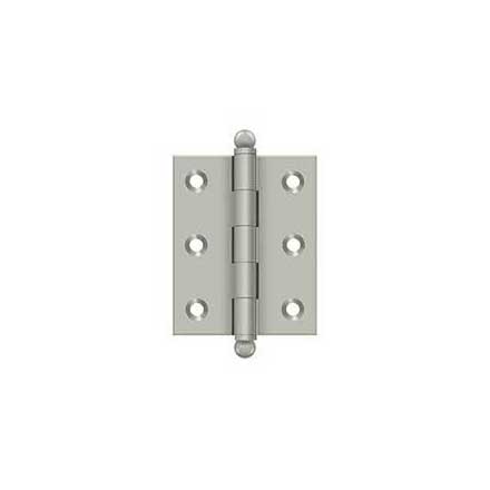 Deltana [CH2520U15] Solid Brass Cabinet Door Butt Hinge - Ball Tip - Square Corner - Brushed Nickel Finish - Pair - 2 1/2&quot; H x 2&quot; W