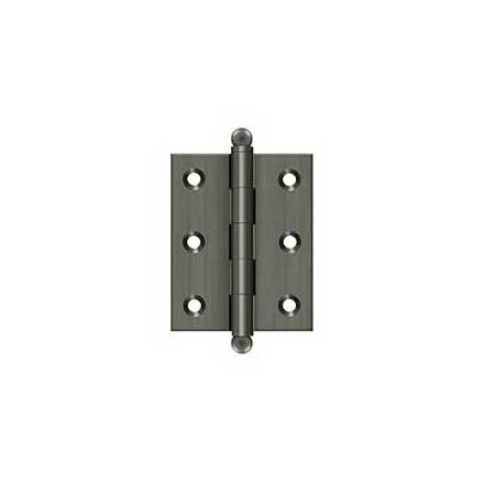 Deltana [CH2520U15A] Solid Brass Cabinet Door Butt Hinge - Ball Tip - Square Corner - Antique Nickel Finish - Pair - 2 1/2&quot; H x 2&quot; W