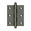 Deltana [CH2520U15A] Solid Brass Cabinet Door Butt Hinge - Ball Tip - Square Corner - Antique Nickel Finish - Pair - 2 1/2&quot; H x 2&quot; W