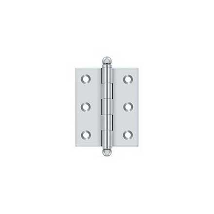 Deltana [CH2520U26] Solid Brass Cabinet Door Butt Hinge - Ball Tip - Square Corner - Polished Chrome Finish - Pair - 2 1/2" H x 2" W