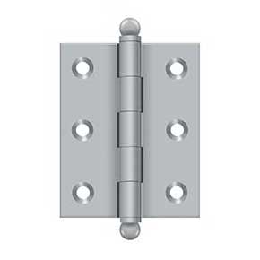 Deltana [CH2520U26D] Solid Brass Cabinet Door Butt Hinge - Ball Tip - Square Corner - Brushed Chrome Finish - Pair - 2 1/2" H x 2" W