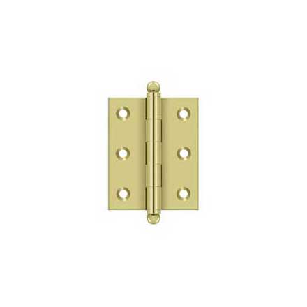 Deltana [CH2520U3-UNL] Solid Brass Cabinet Door Butt Hinge - Ball Tip - Square Corner - Polished Brass (Unlacquered) Finish - Pair - 2 1/2&quot; H x 2&quot; W