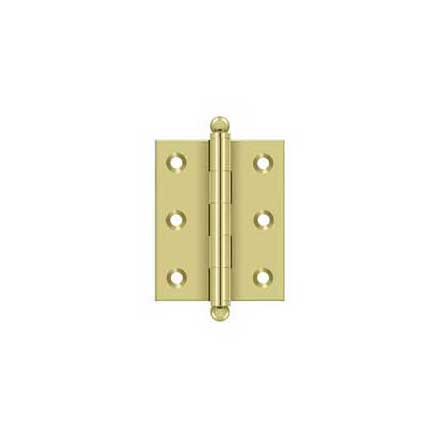 Deltana [CH2520U3-UNL] Solid Brass Cabinet Door Butt Hinge - Ball Tip - Square Corner - Polished Brass (Unlacquered) Finish - Pair - 2 1/2&quot; H x 2&quot; W