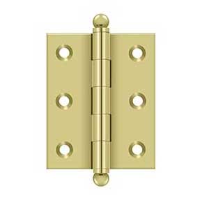 Deltana [CH2520U3] Solid Brass Cabinet Door Butt Hinge - Ball Tip - Square Corner - Polished Brass Finish - Pair - 2 1/2" H x 2" W
