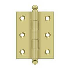 Deltana [CH2520U3] Solid Brass Cabinet Door Butt Hinge - Ball Tip - Square Corner - Polished Brass Finish - Pair - 2 1/2&quot; H x 2&quot; W