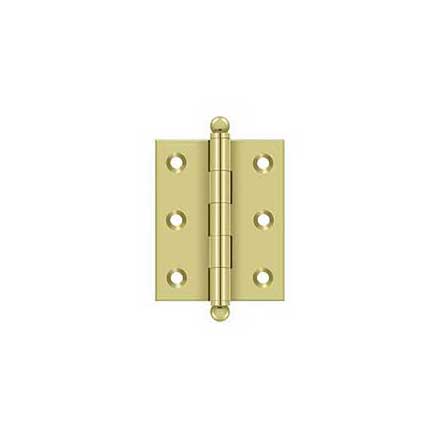 Deltana [CH2520U3] Solid Brass Cabinet Door Butt Hinge - Ball Tip - Square Corner - Polished Brass Finish - Pair - 2 1/2&quot; H x 2&quot; W