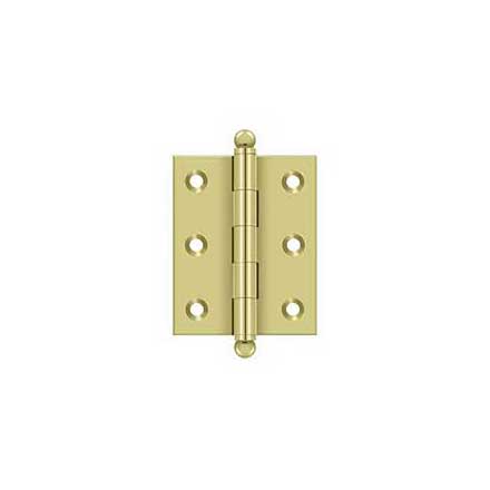 Deltana [CH2520U3] Solid Brass Cabinet Door Butt Hinge - Ball Tip - Square Corner - Polished Brass Finish - Pair - 2 1/2&quot; H x 2&quot; W