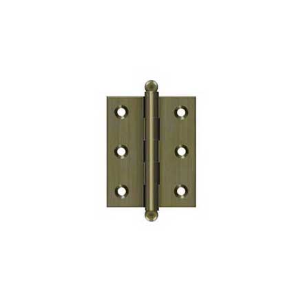 Deltana [CH2520U5] Solid Brass Cabinet Door Butt Hinge - Ball Tip - Square Corner - Antique Brass Finish - Pair - 2 1/2&quot; H x 2&quot; W