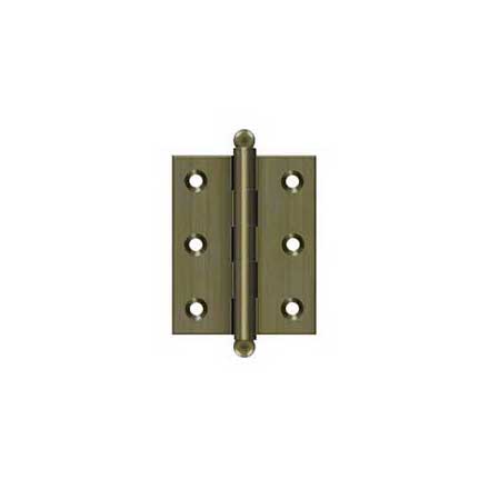 Deltana [CH2520U5] Solid Brass Cabinet Door Butt Hinge - Ball Tip - Square Corner - Antique Brass Finish - Pair - 2 1/2&quot; H x 2&quot; W