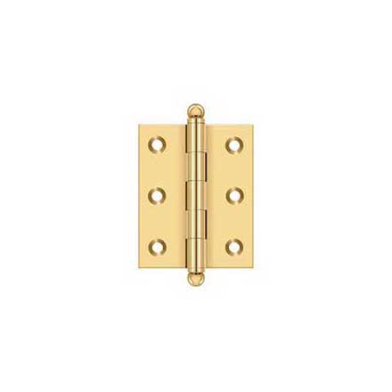 Deltana [CH2520CR003] Solid Brass Cabinet Door Butt Hinge - Ball Tip - Square Corner - Polished Brass (PVD) Finish - Pair - 2 1/2&quot; H x 2&quot; W