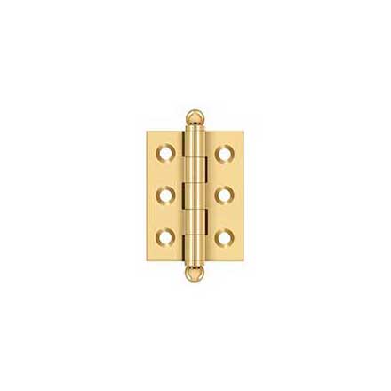 Deltana [CH2015CR003] Solid Brass Cabinet Door Butt Hinge - Ball Tip - Square Corner - Polished Brass (PVD) Finish - Pair - 2&quot; H x 1 1/2&quot; W