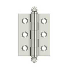 Deltana [CH2015U14] Solid Brass Cabinet Door Butt Hinge - Ball Tip - Square Corner - Polished Nickel Finish - Pair - 2&quot; H x 1 1/2&quot; W