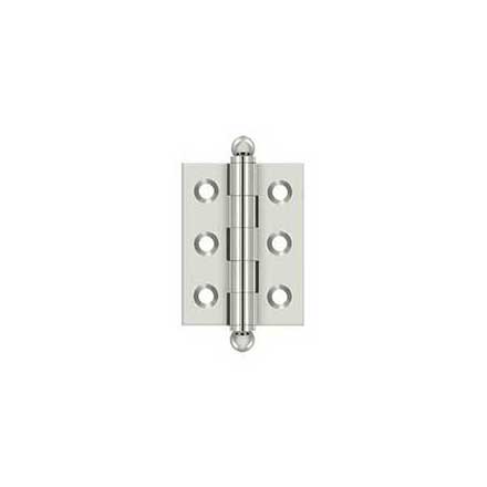 Deltana [CH2015U14] Solid Brass Cabinet Door Butt Hinge - Ball Tip - Square Corner - Polished Nickel Finish - Pair - 2&quot; H x 1 1/2&quot; W