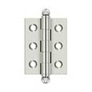 Deltana [CH2015U14] Solid Brass Cabinet Door Butt Hinge - Ball Tip - Square Corner - Polished Nickel Finish - Pair - 2" H x 1 1/2" W