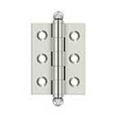 Deltana [CH2015U14] Solid Brass Cabinet Door Butt Hinge - Ball Tip - Square Corner - Polished Nickel Finish - Pair - 2&quot; H x 1 1/2&quot; W