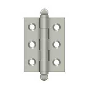 Deltana [CH2015U15] Solid Brass Cabinet Door Butt Hinge - Ball Tip - Square Corner - Brushed Nickel Finish - Pair - 2" H x 1 1/2" W