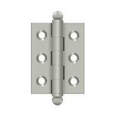 Deltana [CH2015U15] Solid Brass Cabinet Door Butt Hinge - Ball Tip - Square Corner - Brushed Nickel Finish - Pair - 2&quot; H x 1 1/2&quot; W