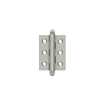 Deltana [CH2015U15] Solid Brass Cabinet Door Butt Hinge - Ball Tip - Square Corner - Brushed Nickel Finish - Pair - 2&quot; H x 1 1/2&quot; W