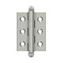 Deltana [CH2015U15] Solid Brass Cabinet Door Butt Hinge - Ball Tip - Square Corner - Brushed Nickel Finish - Pair - 2" H x 1 1/2" W